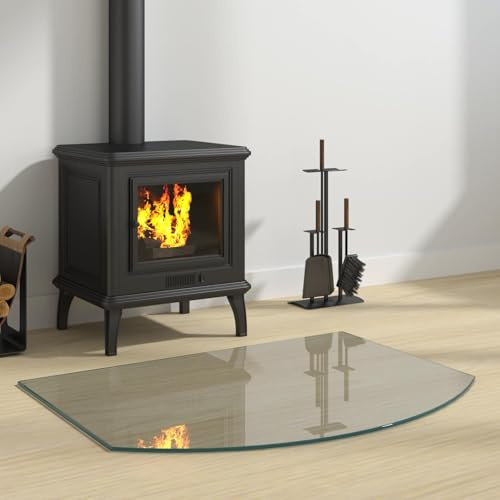 GeenYuu Placa de cristal transparente de 80 x 60 cm, de vidrio templado, resistente al calor y al fuego, protección de suelo para chimenea, estufa de suecos, estufa de pellets, parqué y laminado