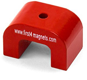 FIRST4MAGNETS Small Red Alnico Horseshoe Magnet for High-Temperature, Engineering, and Manufacturing Applications - 30mm x 20mm x 20mm 4.5mm Hole - 4.5kg Pull