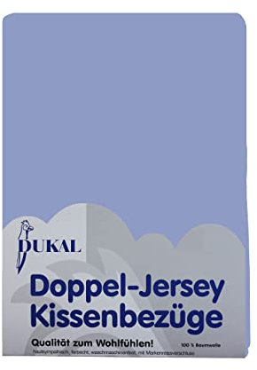 Dukal | Kissenbezug 40 x 40 cm | aus hochwertigem DOPPEL-Jersey | 100% Baumwolle | Farbe: blau