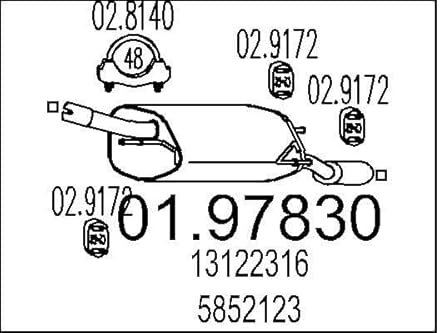 MTS 01.97830 Endschalldämpfer Endtopf 730mm 6,713kg