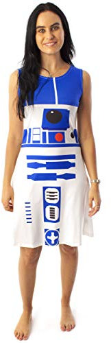Star Wars R2D2 Costume Dress Women's Ladies Cosplay Droid White Clothing