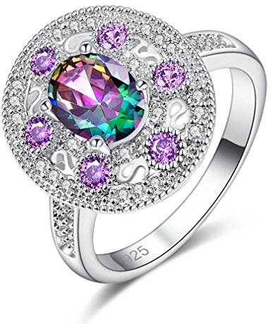YAZILIND Platin überzogene schöne ovale Zirkon Intarsien Strass Hochzeit Ewigkeit Blume Ringe elegant für Damen Mädchen Größe 16.6