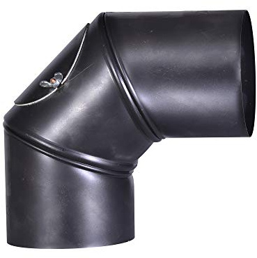 FIREFIX O120/BU Blauglanzblech Bogen 90°, verstellbar bis 90°, mit Reinigungstür, ø 120 mm - Ofenrohre aus Stahlblech, 0,6 mm stark, gebläut, innenliegend gemufft, Längen lasergeschweißt