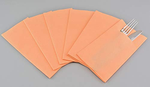 75 Stück Besteckservietten APRICOT 40 x 40 cm stoffähnlich mit Schlitz für Besteck einweg Servietten gefaltet Aprikot Bestecktaschen Dinner Hochzeit