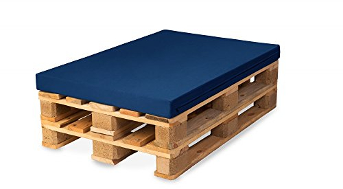 TexDeko® BEZUG (ohne Füllung) für Palettenkissen 120x80x12 cm wasserabweisend waschbar In- & Outdoor Made in EU (Blau)