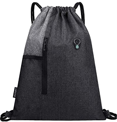 LIVACASA Turnbeutel Mit Reißverschluß Innentasche Sportbeutel Hipster Gym Bag Gefüttert Rucksack Mit Verstellbar Tunnelzug Gymsack für Damen und Herren