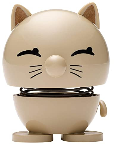 Hoptimist Tier, Katze, Wackelfigur & Glücksbringer Skandinavisch, Wohnzimmer & Schreibtisch Deko, Büro Gadget, Tolle Kleine Geschenke, 5,5 x 5,9 x 7,3 cm, Small, Latte