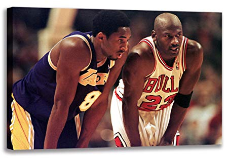 Michael Jordan und Young Kobe Bryant Wandkunst Leinwand Gemälde Poster und Drucke für Wohnzimmer Fan Geschenk (50 x 70 cm ungerahmt)