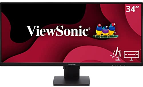 Viewsonic VA3456-MHDJ 86,4 cm (34 Zoll) Büro Monitor (UWQHD, IPS-Panel, HDR10, HDMI, DP, Höhenverstellbar, Lautsprecher, 3 Jahre Austauschservice) Schwarz
