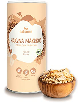 OATSOME® Hakuna Makokos | Crunchy Toppings | Mandel & Kokos | Extra Crunchy | Für Bowls & Müsli | Granola | Vegan | Ohne Zuckerzusatz | Bio & 100% Natürlich | Kraftvoller Snack | 220g