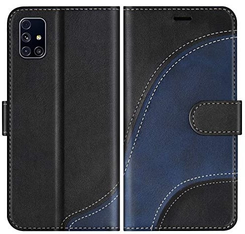 BoxTii Cover per Galaxy M31S, Custodia in PU Pelle Portafoglio per Samsung Galaxy M31S, Magnetica Cover a Libro con Slot per Schede, Nero