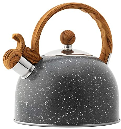 Webao Bouilloire Sifflante INOX pour Cuisinières en Acier Inoxydable 2,5 litres Bouilloire Théière avec Poignée ergonomique, Gris Étoile