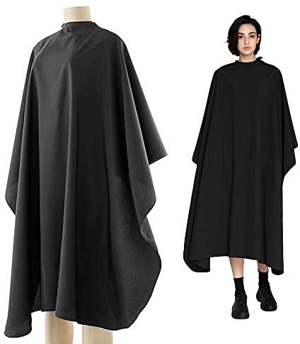 Olisang Wasserabweisend Friseurumhang frisörumhang Ganzkörperansicht,Frisier-Umhang zum haare Schneiden, Färben,Unisex Friseure Kleid für Friseursalon, Barbier,Stoff-Umhang(schwarz