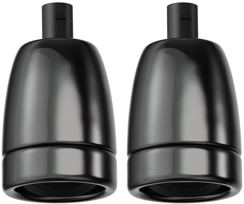 ledscom.de 2 Stück E27 Fassung, Porzellan, schwarz, 230V AC, max. 300W