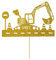 Personalised Digger Excavator Construction Cake Topper- Gold Any Custom Age & Name Glitter Cake Decoration and Sprinkles - Happy Birthday Decorations - Personalised Toppers for Cakes by Cakeshop