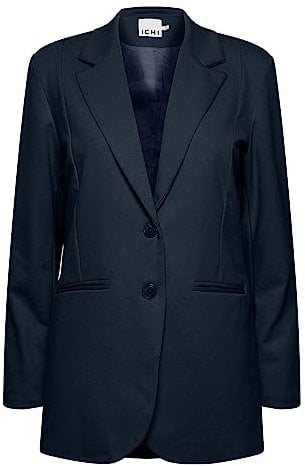 ICHI IHKATE SUS OVERSIZE BL Damen Blazer Longblazer Jacke Long-Blazer mit Knöpfen Stretch und Reverskragen, Größe:S, Farbe:Total Eclipse (194010)