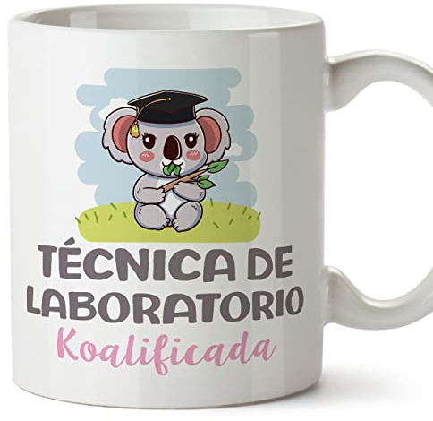 MUGFFINS Tazas para TÉCNICA DE LABORATORIO mujer - En Español - Koalificado/koalificada - 11 oz / 330 ml - Regalo original y divertido