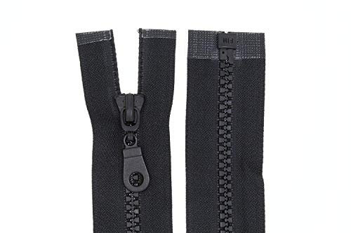 Reißverschluss für Jacken Kunststoff Plastik Zipper Reissverschlüsse teilbar (Schwarz 55cm)