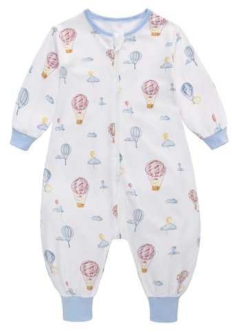 Baby Schlafsack Sommer mit Füßen 0.5 Tog 100% Baumwolle Kinder Sommerschlafsack mit Ärmel für Jungen und Mädchen (Heißluftballon, M/1-2T)