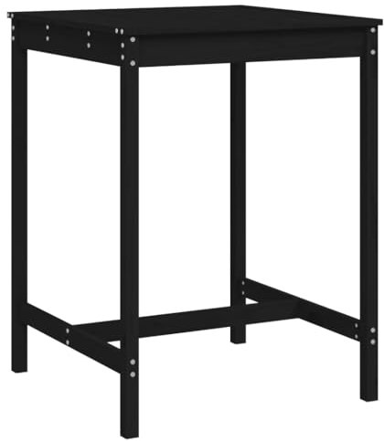 vidaXL Gartentisch, Bartisch Holzrahmen, Stehtisch für Garten Terrasse, Holztisch Bistrotisch Partytisch, Schwarz 82,5x82,5x110cm Massivholz Kiefer