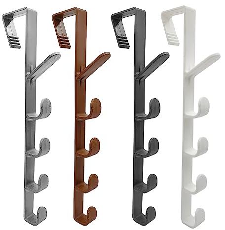 UMCHU 4 Stück hängende Tür Haken Rack, mit 5 Haken Haken Schiene, Tür Kleiderhaken, für Schlafzimmer hängenden Mantel Handtuch Tasche Hut (Bitte bestätigen Sie die Größe vor dem Kauf!)