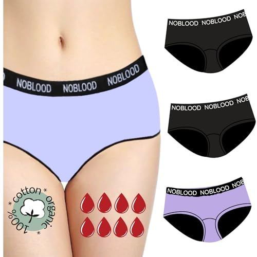 NoBlood - Pacco da 3 Mutande mestruali Adolescente Flusso Abbondante Style Shorty 10 anni/18 Anni Cotone Organico | Lavabile Mutande mestruali Shorty mestruale Molto Assorbente Adolescente Ragazza