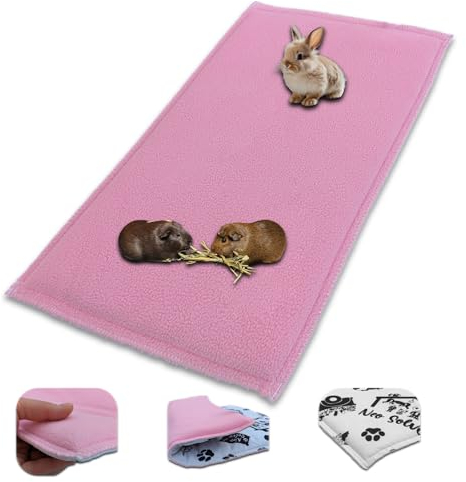 NEO SOLVO Fleece Spielplatzmatte für Meerschweinchen und Kaninchen - Alles in einem: eine Decke, EIN riesiger Tunnel, EIN Haus, EIN Kissen und EIN Bett - 70 cm x 140 cm - Rosa