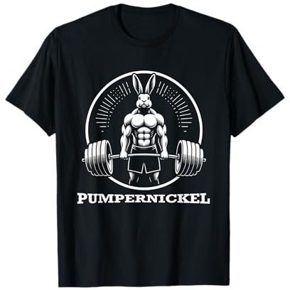Kaninchen Muskeln Pumpen Bodybuilding T-Shirt - Schwarz, Cartoon, Crew-Ausschnitt, Kurzarm, Unisex, Sport, Small