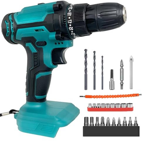 21V Cordless Drill Driver, Compatible with Makita 18V Battery, 25+3 Torque, Electric Screwdriver Set with 26 Accessories, 2 Speed, for Home DIY (No Battery, Tool only)