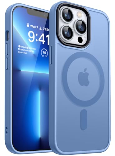 CANSHN Cover Magnetica Opaca per iPhone 13 Pro, [Compatibile con MagSafe] Custodia Traslucida Opaca Protettiva Sottile Antiurto 6,1 Pollici - Blu Chiaro