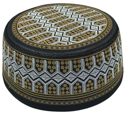 YJZQ Muslimischer Gebetshut Hut Muslim Prayer Hat Herren Stickerei Muslim Islam Mütze Männlicher Islam Mann Stickerei Kappe Muslim Gebet Kufi Hut für Ramadan Deko