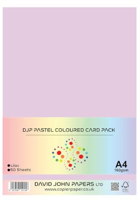 DJP Cartulinas tamaño A4, 160 g/m², color lila pastel (50 hojas)