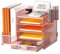 Restorgan Schreibtisch Organizer mit Aktenhalter, 5-stufiger Papier Organizer mit Schublade und 2 Stifthaltern,Mesh Schreibtisch Akten Organizer mit Zeitschriftenhalter(Rosa)