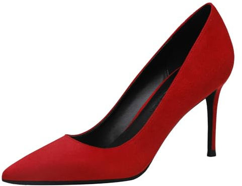 Jamron Mujer Terciopelo 5CM/8CM Tacones Altos Elegante Puntiagudo Pumps Zapatos de Oficina