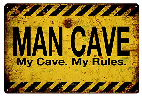Man Cave-Schild My Cave My Rules, Vintage-Schild für Zuhause, Hinterhof, Bar, Garage, Werkstatt, Männerschuppen, Dekoration, 30,5 x 20,3 cm