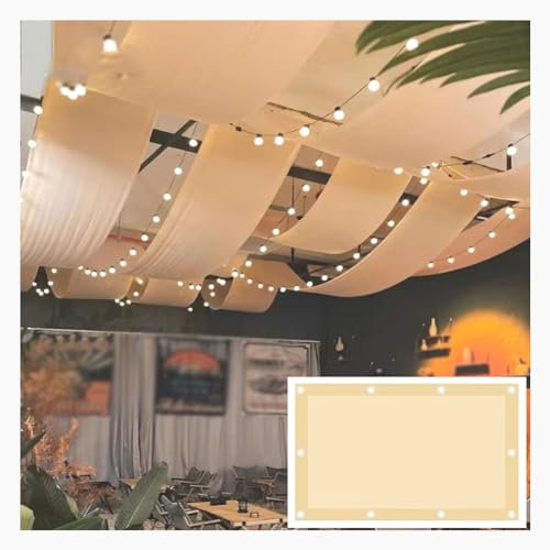 PFCDZDU Rechteck Markisen Gerade Randstreifen Sonnenschutz Segel Im Freien Vordach UV-Schutz Geflecht Für Pergola Patio Dach Dekoration (Farbe : Beige, Größe : 1x8m)