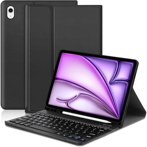 Keyboard Case for iPad Air 11-Inch M3 2025 /M2 2024, Smart Case With Bluetooth Keyboard for iPad Air 5th 4th Generation 10.9 Inch 2022/2020 -UK Layout Keyboard
