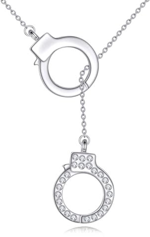 YAFEINI Handschelle Kette S925 Sterling Silber Locking Halskette Anhänger für Damen Handschellen Schmuck Geschenke für Mädchen