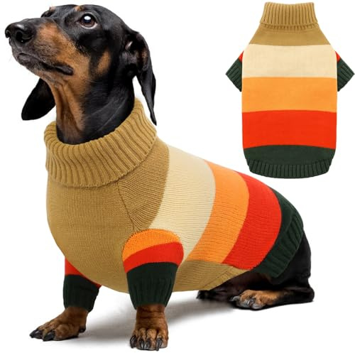 AOFITEE Small Dog Sweater, XS Dog Sweaters Girls Boys, Stretchy Turtleneck Pet Knitwear for Small Pets, Warm XSmall Fall Doggie Sweatwer, Clothes for Yorkie, Chihuahua, Teacup (Brown XS)