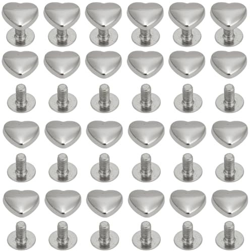 GORGECRAFT 36Stk Silberfarbene Herznieten Metallnieten Mit Herz Geformte Dekorative Nieten Kleine Nietenperle Zum Anschrauben Kleidungs Niete Für Ledertaschen Gürtel Kleidung Schuhe Zubehör
