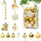 Weihnachtskugeln Set 34 Stücke Kunststoff Christbaumkugeln Weiß Gold Weihnachtsdeko Kugeln 13/8/6/3cm Weihnachtsbaumkugeln Plastikkugel Christbaumschmuck Weihnachten Dekoration