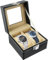 JSMTKJ Uhrenbox herren Uhrenaufbewahrungsbox PU Leder Uhrbox Aufbewahrungsbox Premium-Uhrenschatulle 2 Fächern Uhrenkasten mit Glasdecke für Damen/Herren