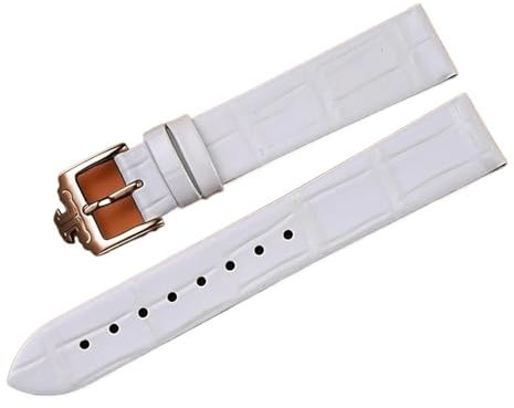 RTRCAGAKM Uhrenarmband passend for Jaeger-Uhr, passend for LeCoultre-Armband, Herren-Lederarmband mit Muster, 20 mm, 21 mm(White,21MM_WITH GOLD BUCKLE)