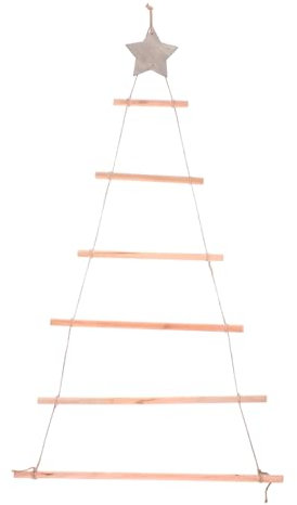 OKUMEYR Holzleiter Weihnachtsbaum Deko Kreative Wanddeko Für Weihnachten Hängende Zweighalter Für Festliche Anlässe Aus Natürlichen Materialien Robust Und Vielseitig Einsetzbar