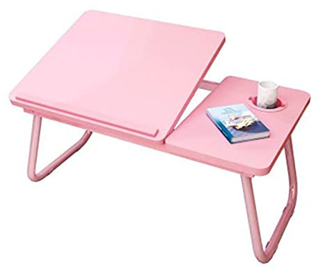 Foldable Laptop Desk Stand Tray Table for Bed/Couch/Sofa/Floor Watching Movie Pink 21x12x10 In