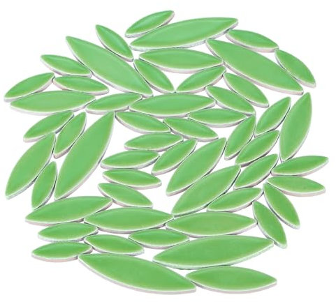 QUARKZMAN Keramik Mosaik Fliese, ca. 200g Tropfenblatt Fliesen Mosaikblock für Kunsthandwerk, Grün