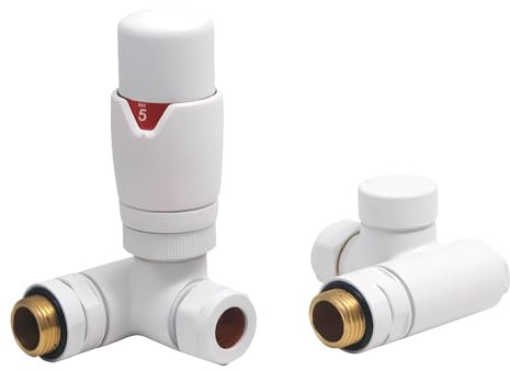 Dual Fuel Thermostatic Radiator Valve White Corner - 1/2 x 15mm