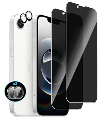 Sichtschutz für iPhone 17e / iPhone 16e für Panzerglas,9H Härte Schutzfolie | Afikyutu 2 Stück Anti-Spy Schutzfolie mit 2 Stück Kameraschutz, HD Displayschutz, Anti-Blasenfrei,Anti-Kratz