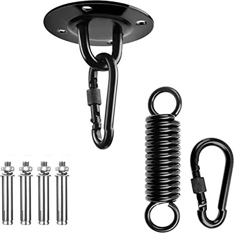 Robustes Schaukelaufhänger-Set mit Karabiner und Feder für Veranda, Stuhl, Yoga, Hängematte, Fitnessstudio, Schaukel, Deckenhaken, Aufhängung im Lieferumfang enthalten