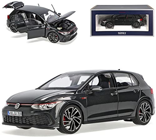 Volkwagen Golf VIII G*T*I 5 Türer Schwarz Metallic 8. Generation Ab 2019 1/18 Norev Modell Auto mit individiuellem Wunschkennzeichen